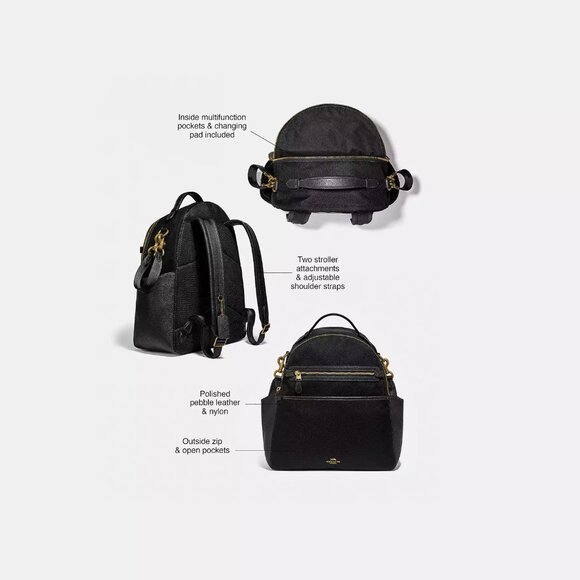 NWT Coach 99290 Nylon & Polished Pebble Leather Baby Backpack in Black *SEALED* - Picture 12 of 12